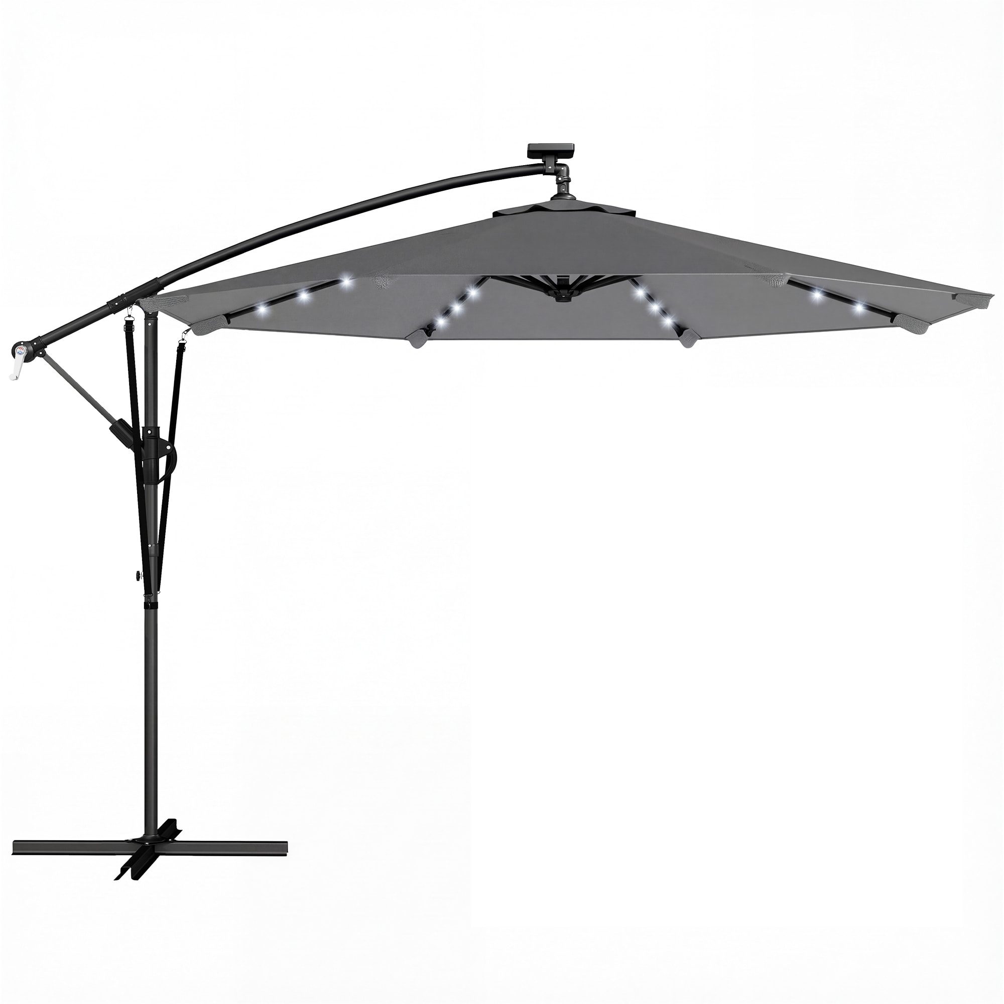 Parasol déporté LED dia. 295cm pivotant inclinable housse incluse