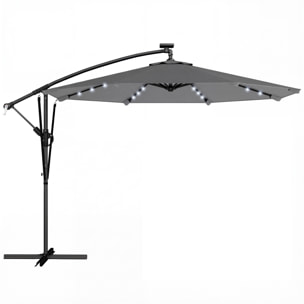 Parasol déporté LED dia. 295cm pivotant inclinable housse incluse