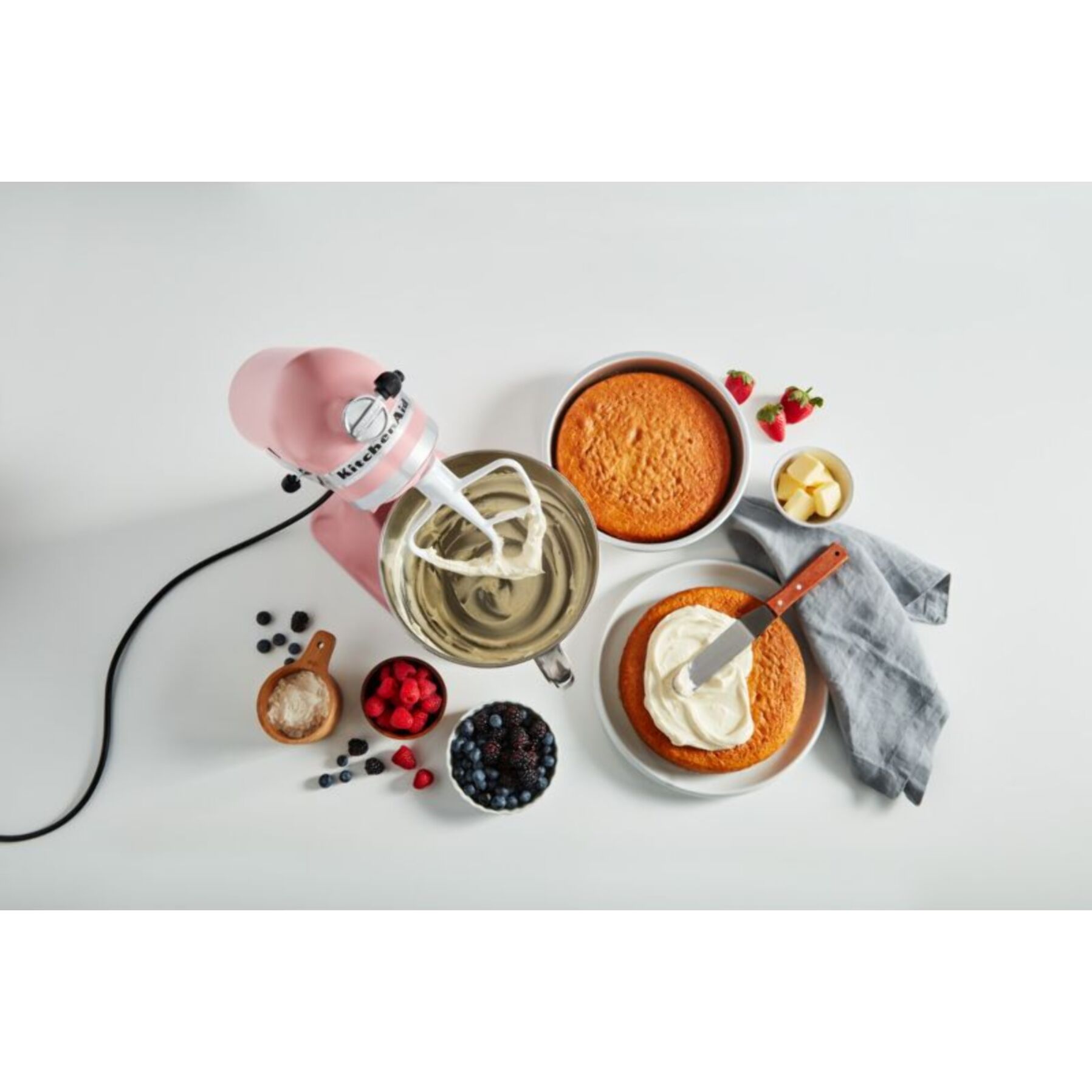 Robot pâtissier KITCHENAID 5KSM175PSEDR rose poudré, 4,8 L, bol avec poignée + bol 3 L, batteur souple et couvercle