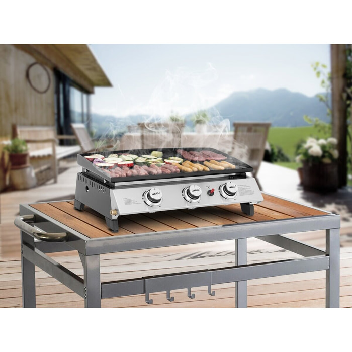 Plancha gaz 3 brûleurs "Jolly" - 7,5 Kw - Gris