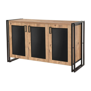 Credenza Dpratic, Buffet da soggiorno, Madia da salotto, Dispensa da cucina, 140x45h80 cm, Quercia e Nero