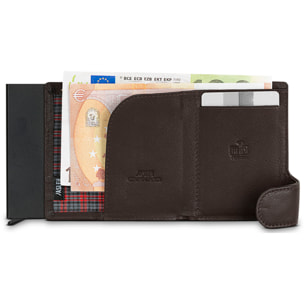 Cartera Tarjetero Hombre Billetera Piel Fina, Cómoda Y Ligera Para Tarjetas De Crédito. Carcasa Metálica Con Capacidad Para 7 Tarjetas Fundas Capa Protección Rfid