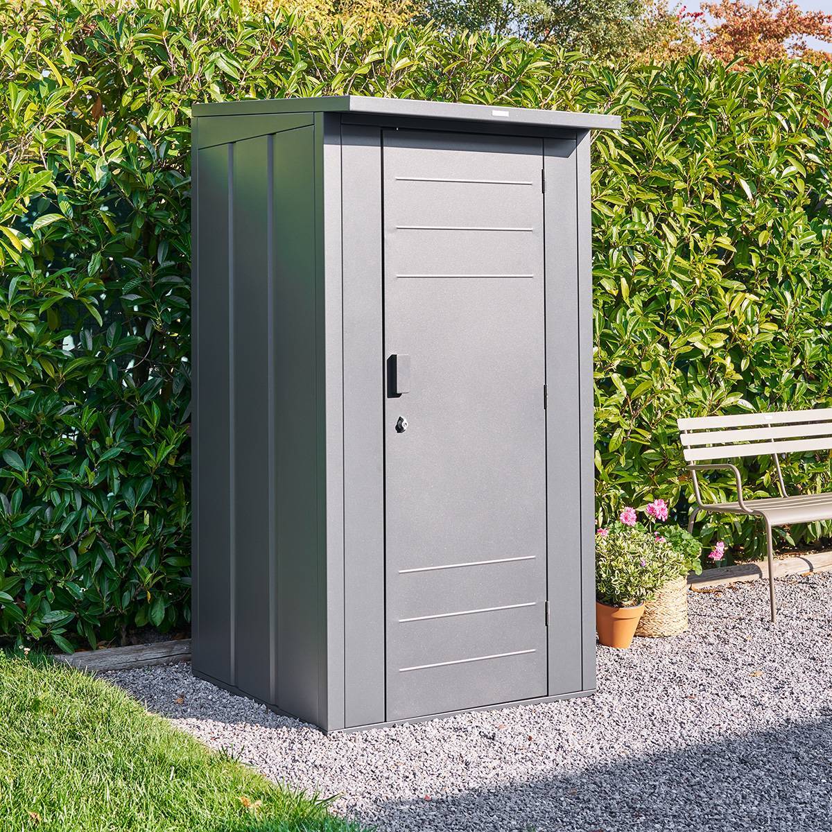 Armoire de jardin Forgia gris graphite en acier galvanisé 100x100x200 cm