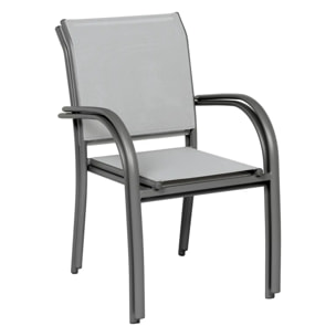 Fauteuil de jardin empilable "Piazza" galet & graphite aluminium traité époxy