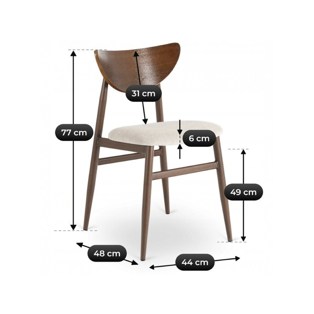 Lot de 2 chaises de salle a manger style scandinave en bois "Lumbra" - Marron