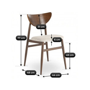 Lot de 2 chaises de salle a manger style scandinave en bois "Lumbra" - Marron