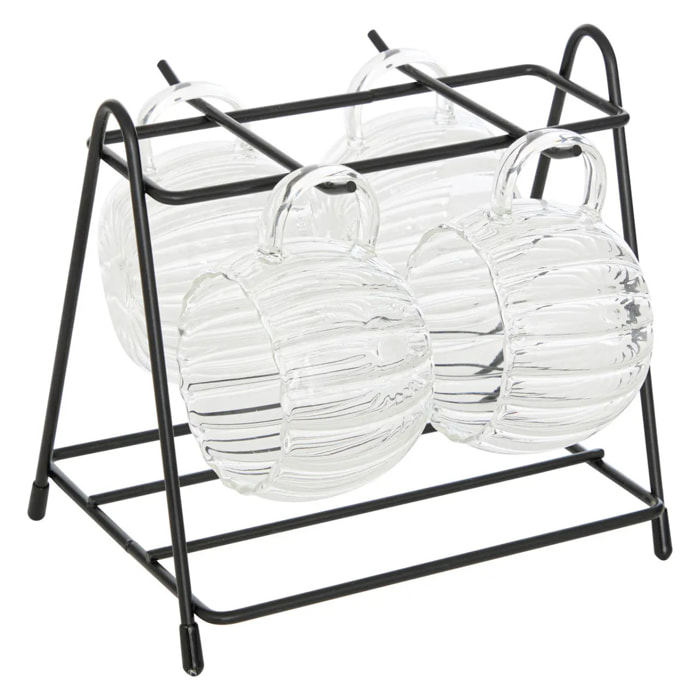 Rack 4 mugs Pumpkin transparent L17xp15xH15,8cm