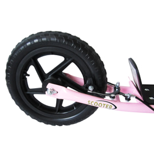 Trottinette patinette pneus 30 cm hauteur guidon réglable poignée frein et béquille acier rose