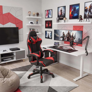 Silla gaming reclinable y con altura ajustable en negro y rojo 117-128 cm Viper Negro - Rojo