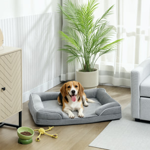 Cama para Perros Medianos, Cama para Gatos, Colchón para Perros con Base Antideslizante, Funda Extraíble y Lavable, 91,5x68,5x16,5 cm, Gris