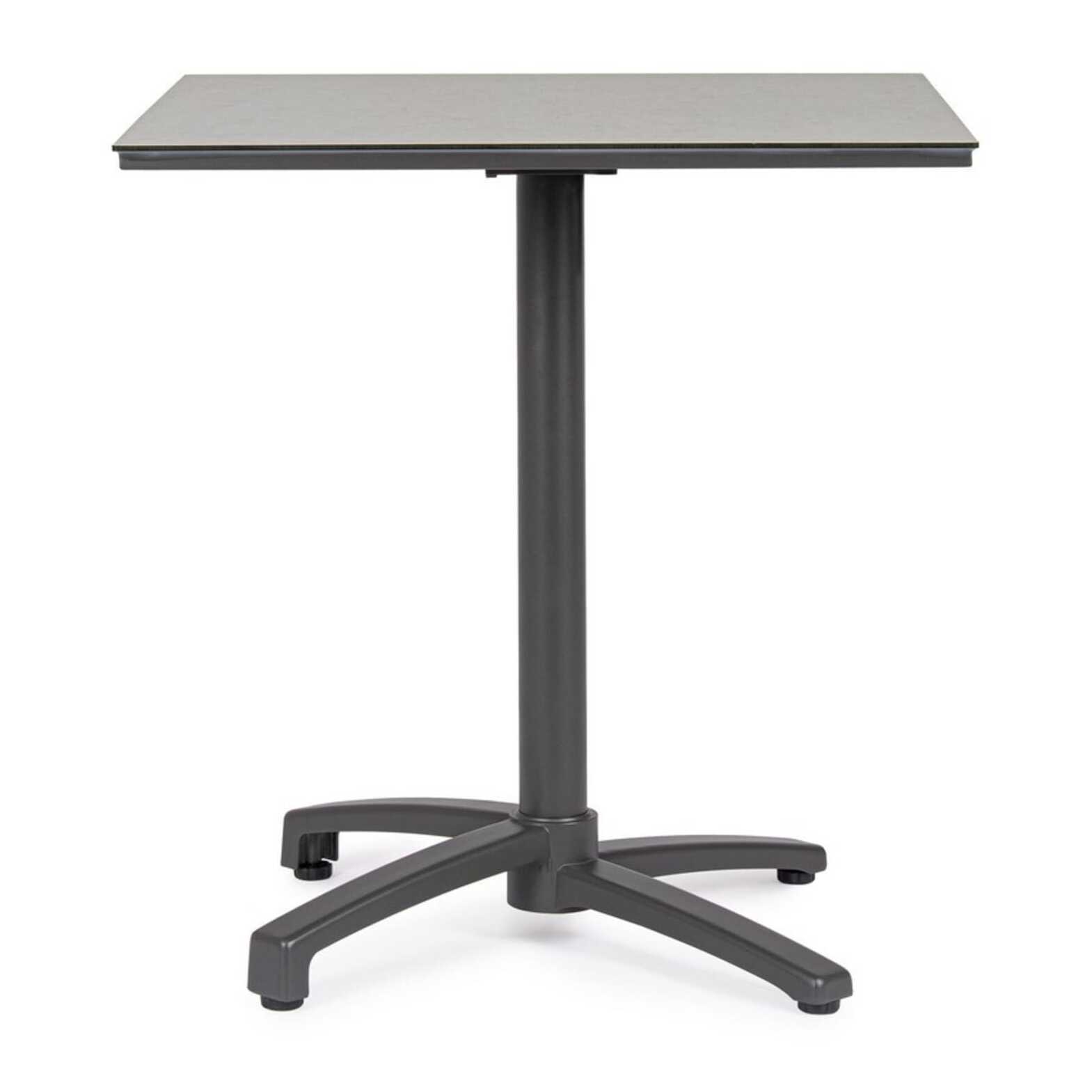 Tavolo da bar quadrato LAREDO in alluminio antracite e HPL grigio, pieghevole e impilabile, 70×70×74 cm
