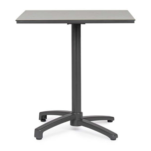 Tavolo da bar quadrato LAREDO in alluminio antracite e HPL grigio, pieghevole e impilabile, 70×70×74 cm