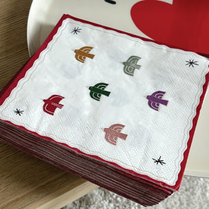 Lot de 20 serviettes en papier motif oiseau - Rouge