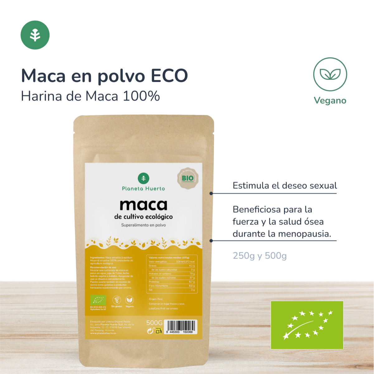 PLANETA HUERTO | Maca Negra BIO  150 Cápsulas - Potente Estimulante para Energía y Salud Hormonal