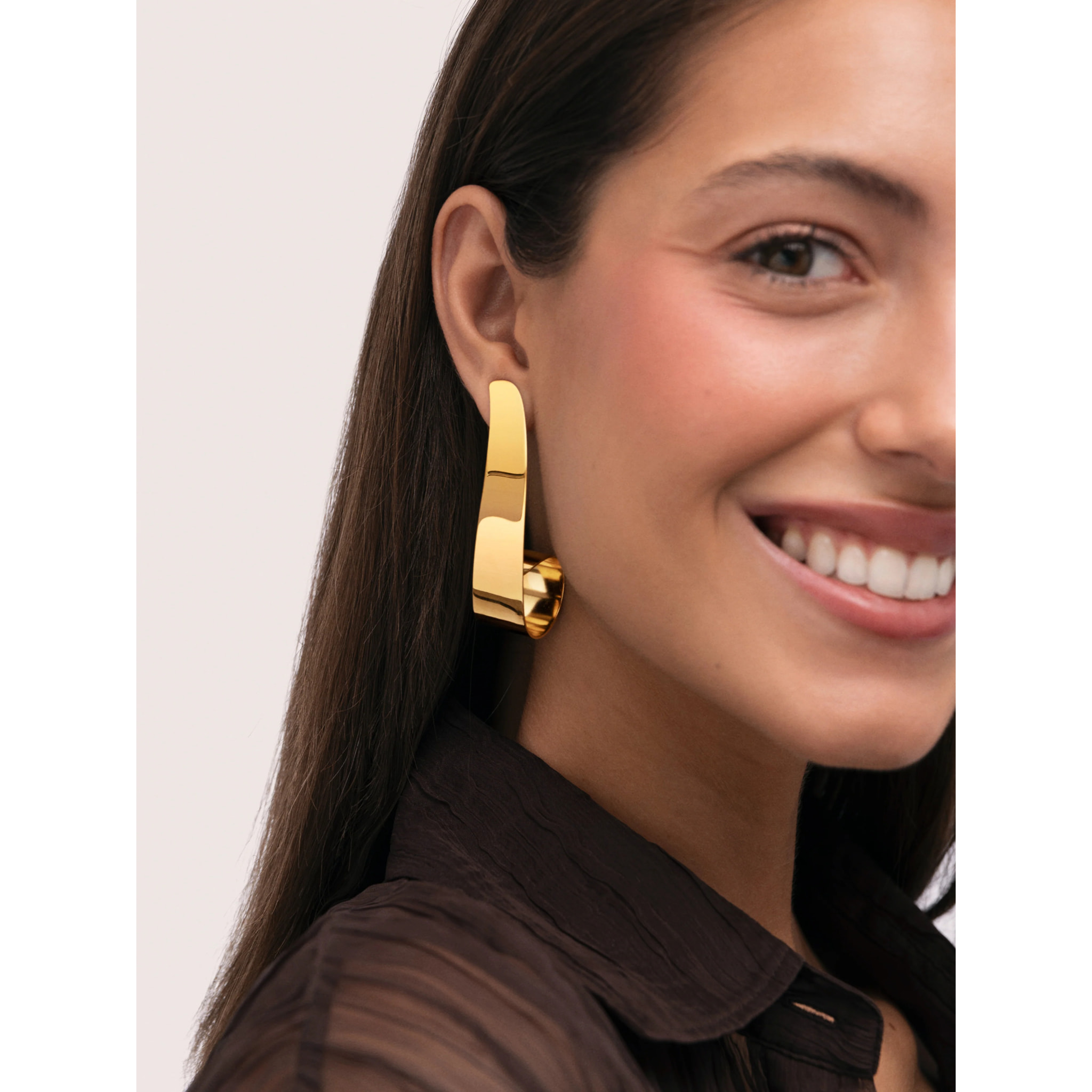 Pendientes Long Caracola Acero Baño Oro
