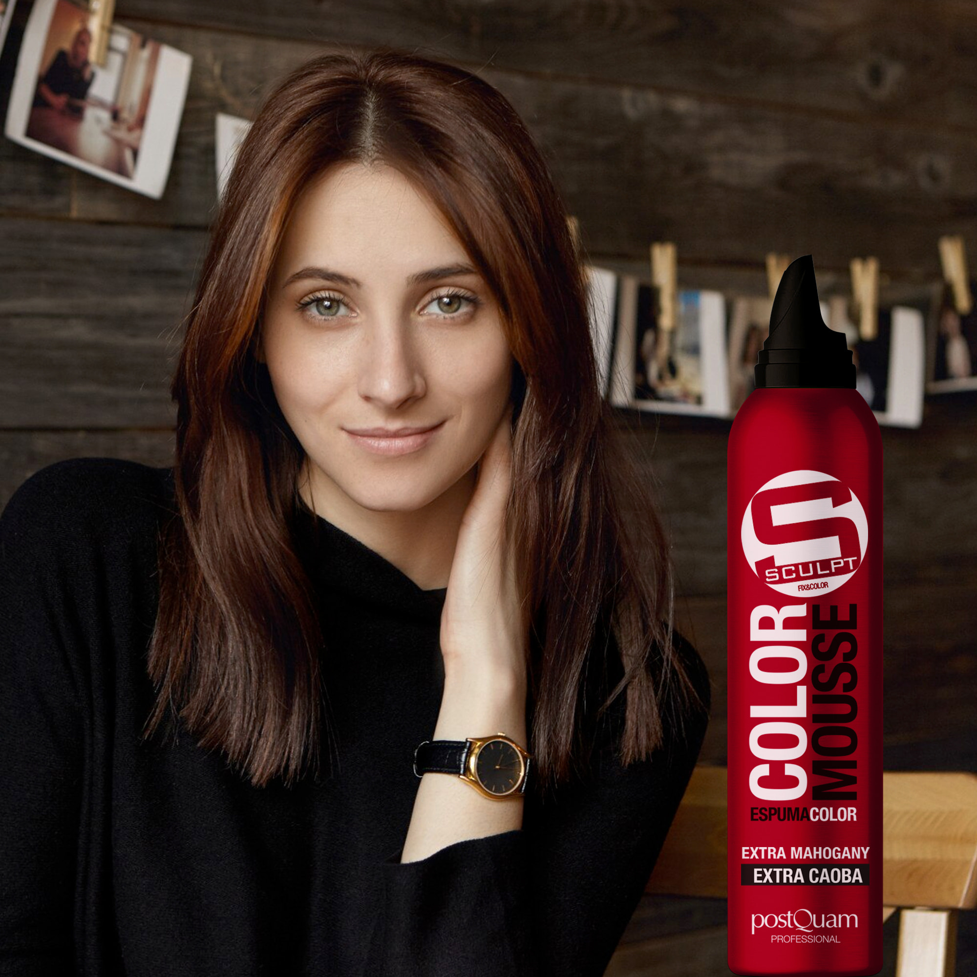 Mousse extra-couleur acajou 300 ml.