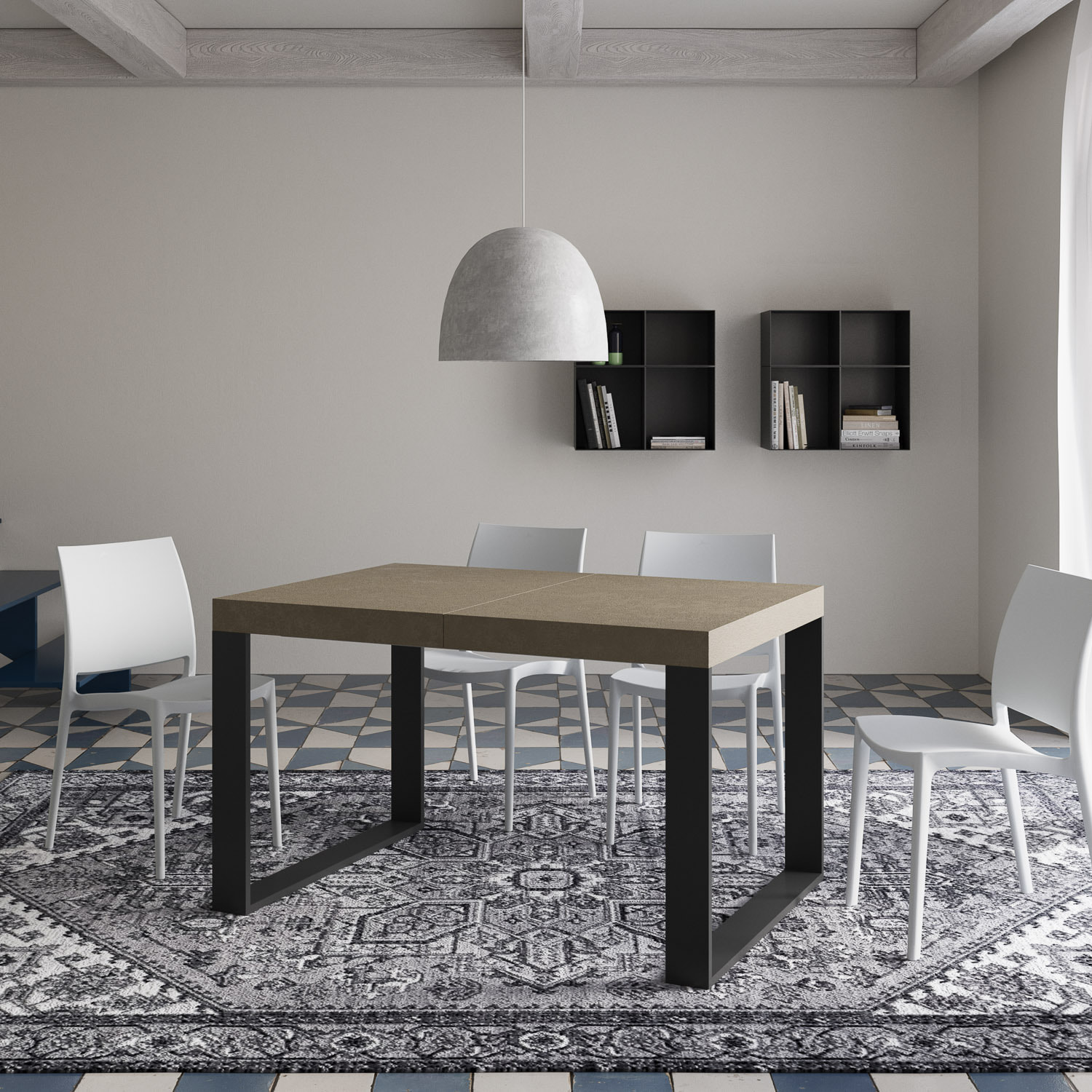Tavolo allungabile 90x120/224 cm Tecno tortora gambe antracite