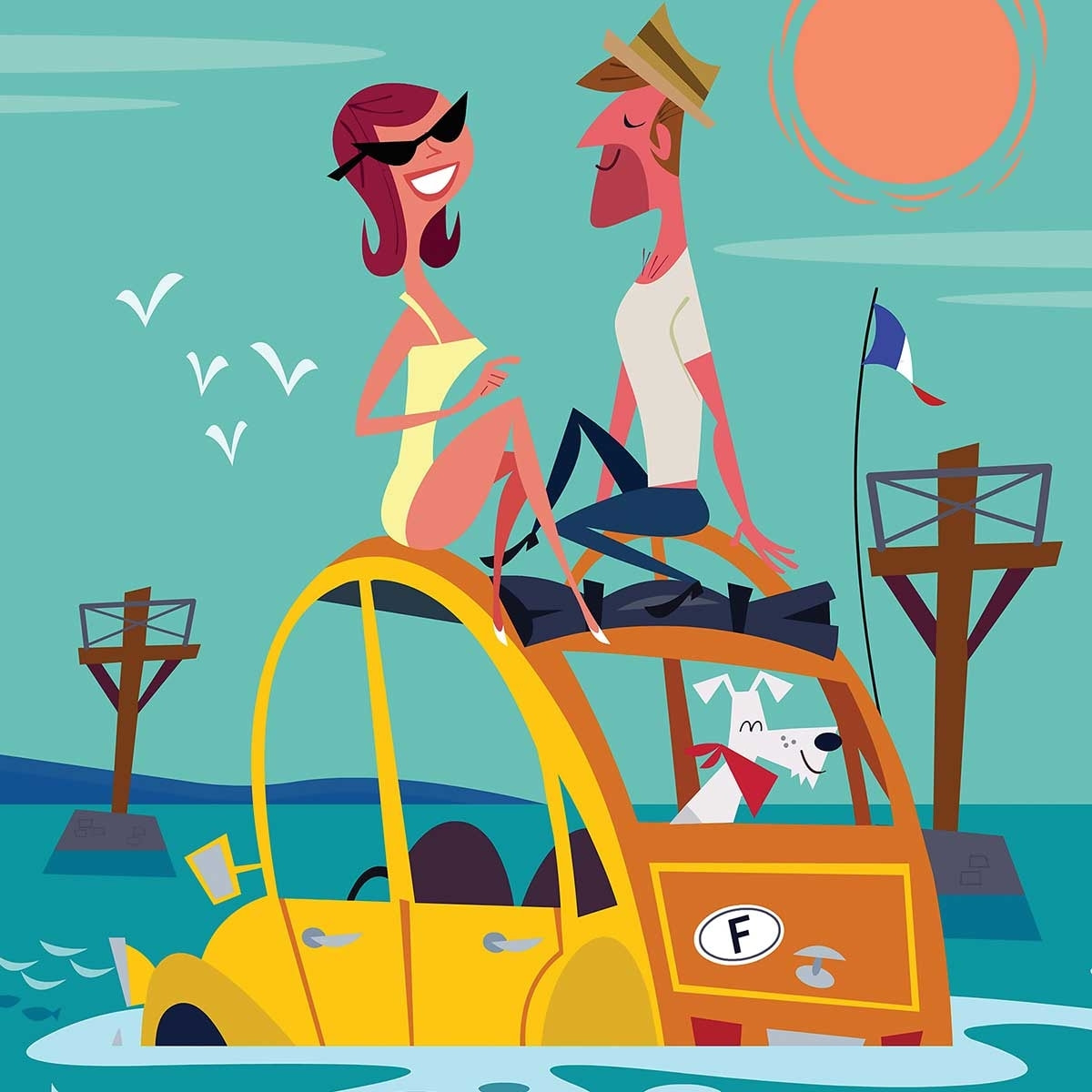 Affiche Noirmoutier Affiche + cadre en bois - Noir