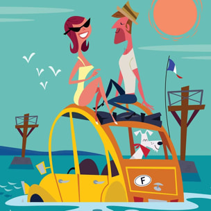 Affiche Noirmoutier Affiche + cadre en bois - Noir