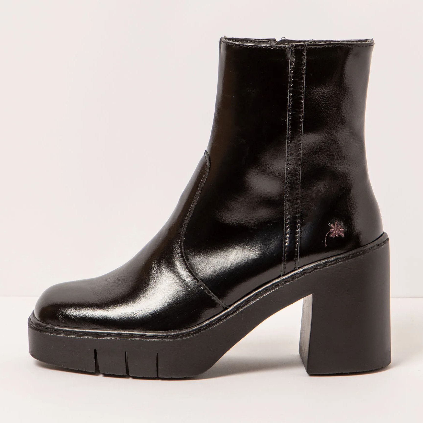 Botines con tacón 1974 NAPPA SHINNY TOTAL BLACK/BERNA color Total black