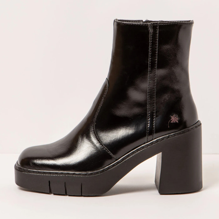 Botines con tacón 1974 NAPPA SHINNY TOTAL BLACK/BERNA color Total black