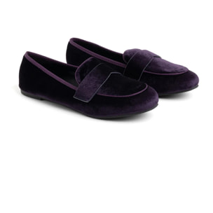 Mocassino in velluto con fascia penny - VIOLA