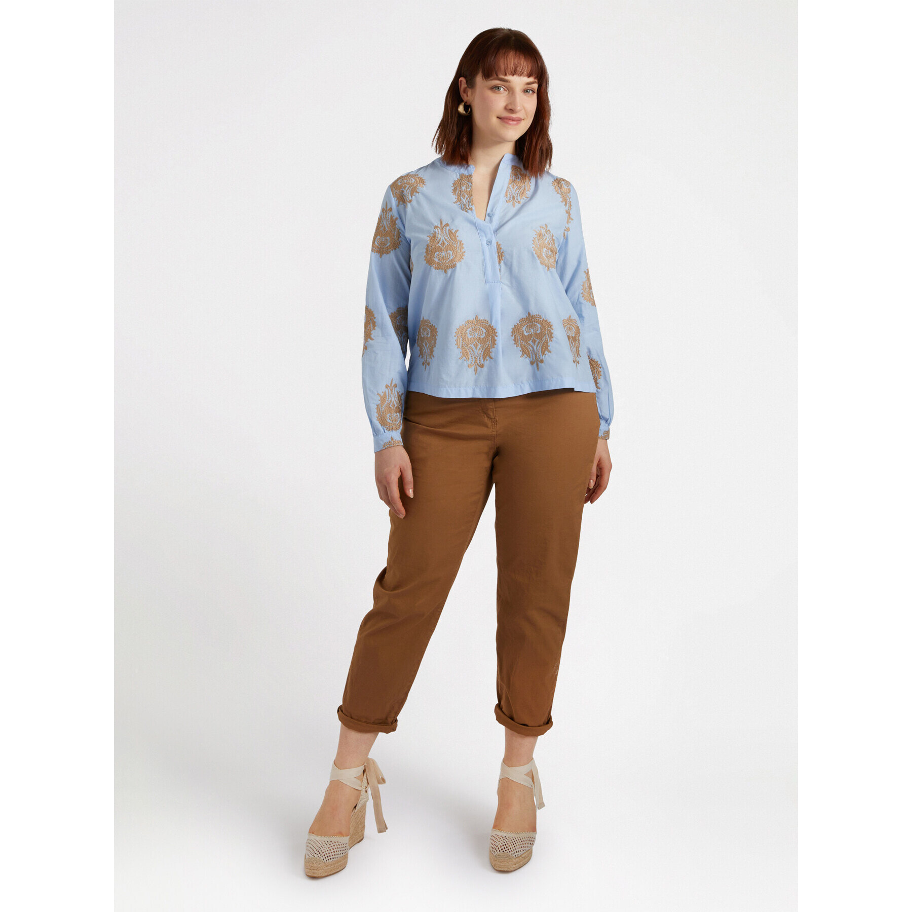 Fiorella Rubino - Pantalones rectos con vuelta - Marrón