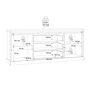 Buffet bas en bois effet chêne & noir 214cm - FACTORY