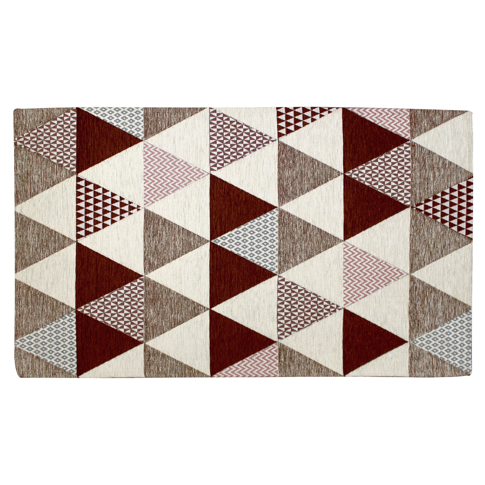 TAPPETO ARREDO TRIANGOLI MARRONE FONDENTE 65X115 CM CON ANTISCIVOLO