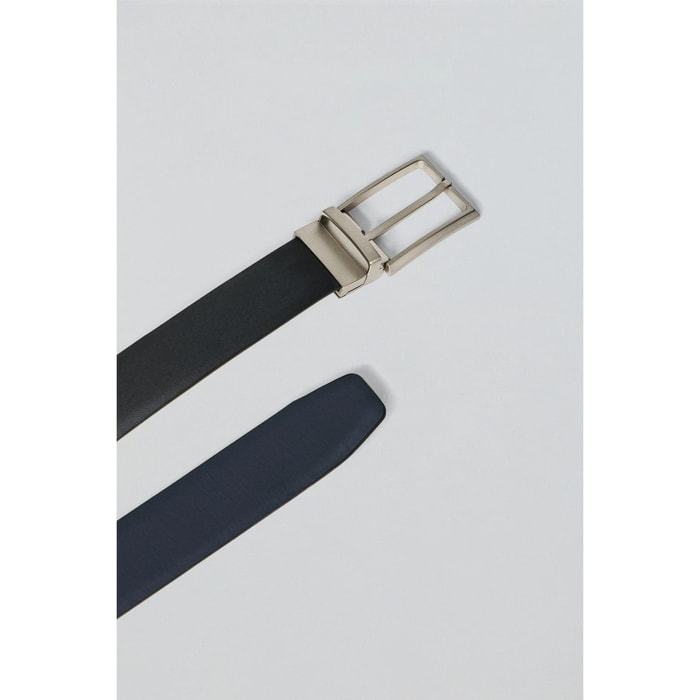 Cinturón clásico reversible Tyler negro y azul con detalle Polo Club