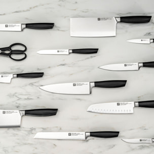 7-pcs, Set de blocs de couteaux, Argent, Anthracite