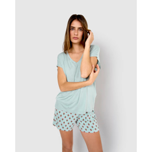 Pijama corto viscosa elliane verde azulado
