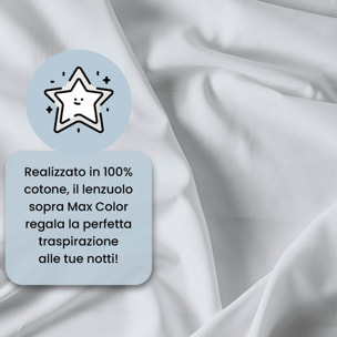 LENZUOLO SOPRA MAX COLOR, 100% Cotone, Tinta Unita, Made in Italy - BIANCO