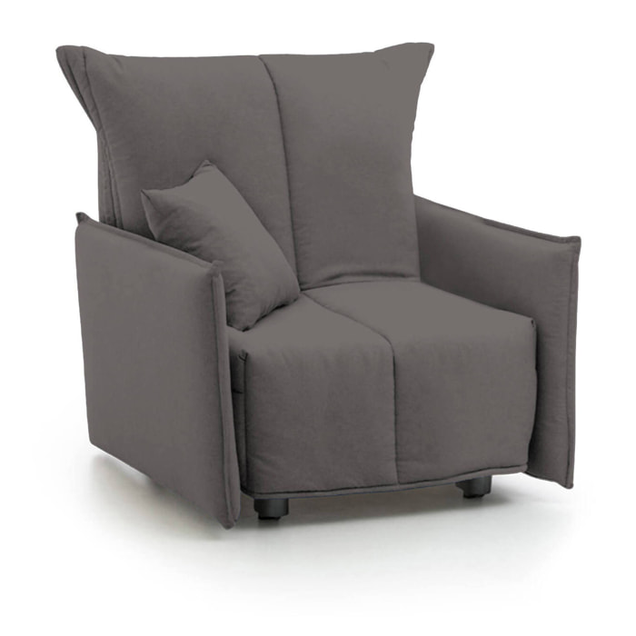Poltrona Atlantis, Divano singolo, Poltrona soggiorno apertura a carrello, Braccioli standard, 100% Made in Italy, Cm 110x90h85, Grigio