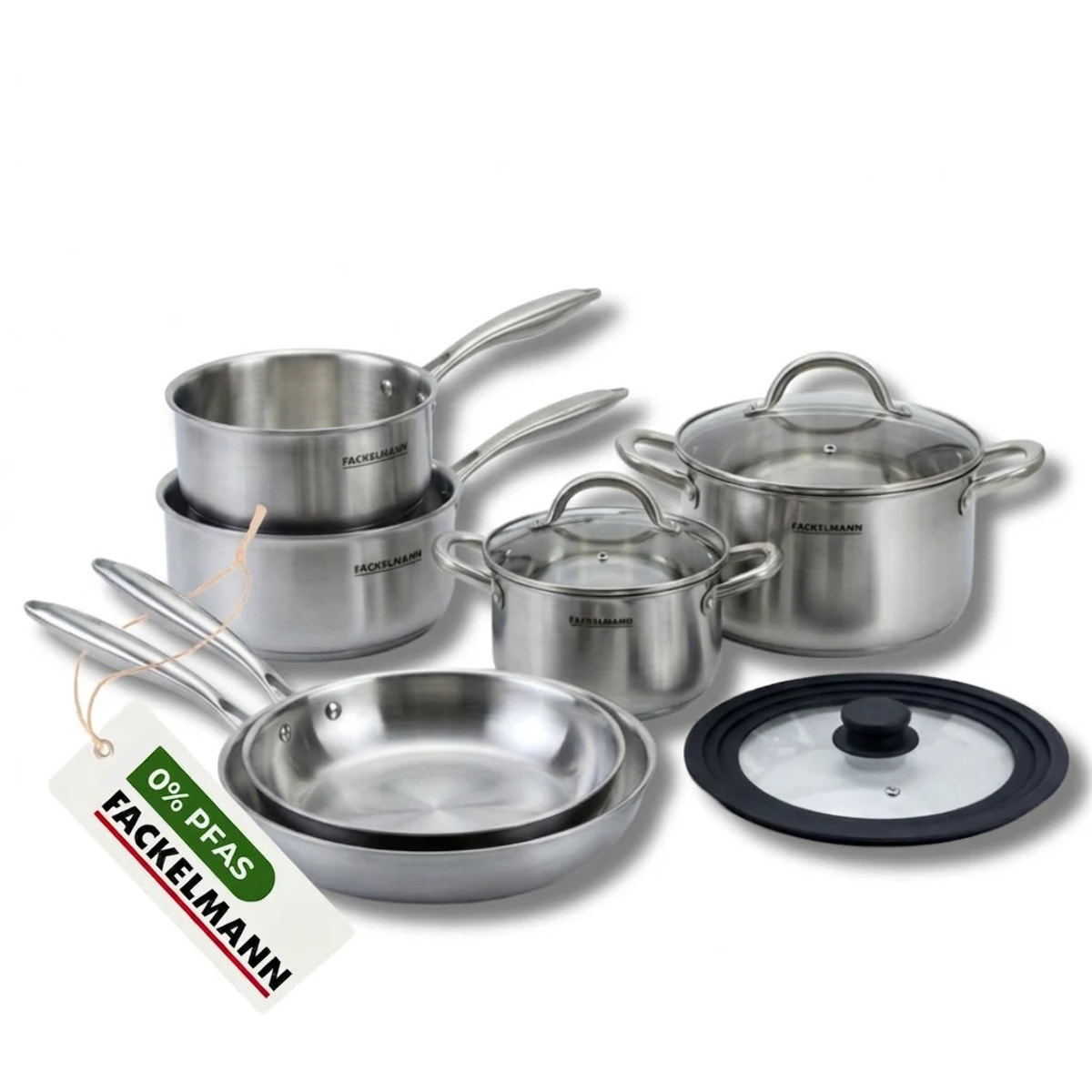 Poêles à Frire, Casseroles, Faitouts inox 18/10 Triply et Couvercle Fackelmann Vita3