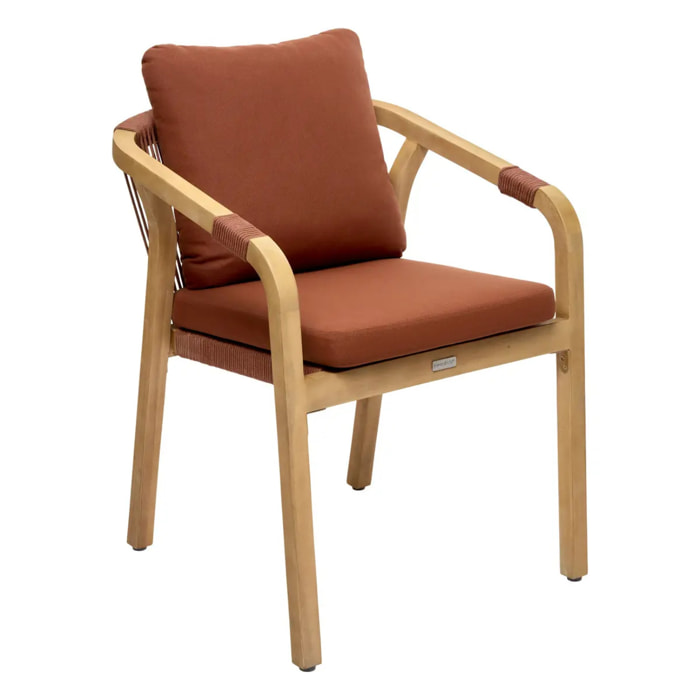 Fauteuil de jardin empilable Papouasie acajou