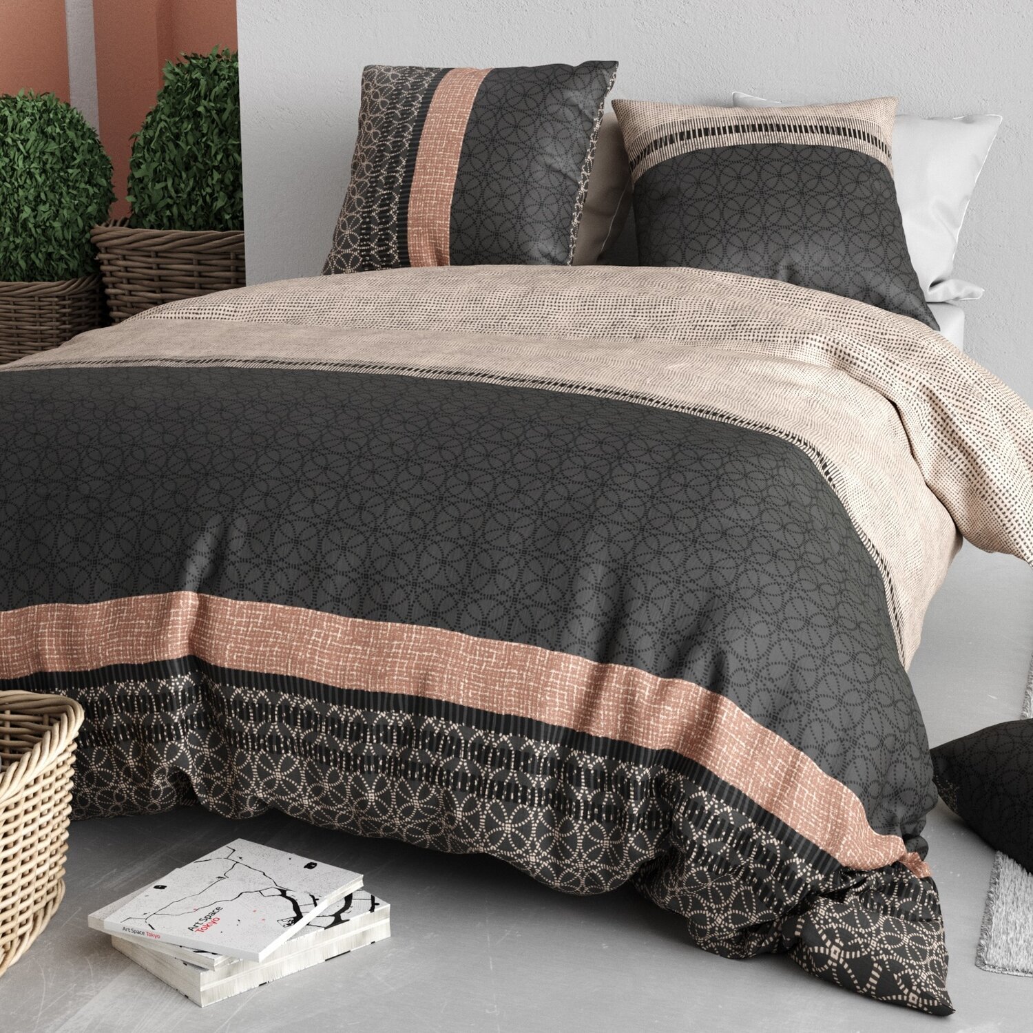Parure housse de couette imprimé 100% coton - obsi