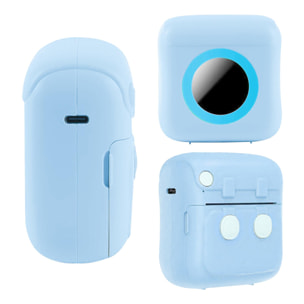 DAM Mini impresora térmica Bluetooth portátil, compatible con Android e iOS. Con batería de 1200mAh. 8x4x8 Cm. Color: Azul Claro