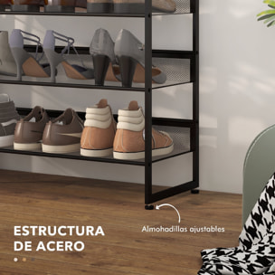 Zapatero de 5 Niveles, Zapatero Estrecho de Acero, Estantería para 15 Pares de Zapatos, para Recibidor, Entrada, Pasillo, Negro