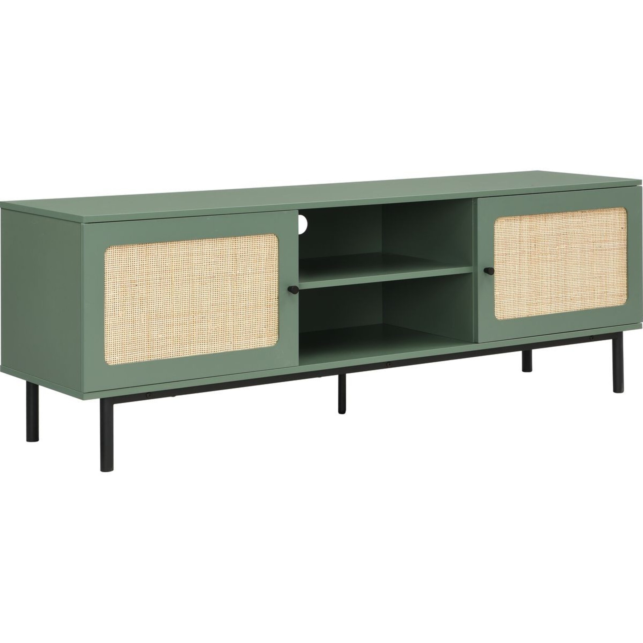 Meuble TV 2 portes en cannage 160 cm - LUMA