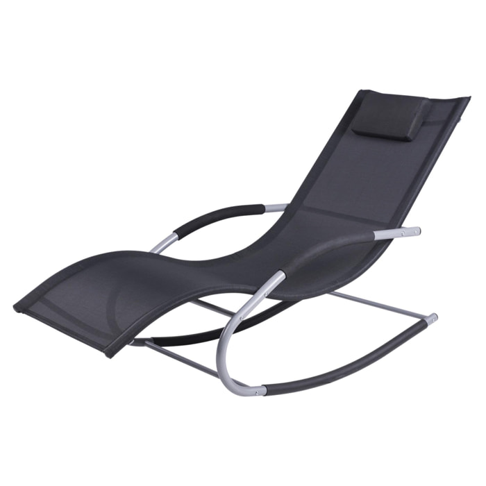 Tumbona Mecedora de Jardín con Almohada Sillón Tumbona Ergonómica de Exterior