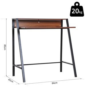 Bureau secrétaire bureau informatique dim. 84L x 45l x 85H cm style néo-rétro étagère coloris noyer noir