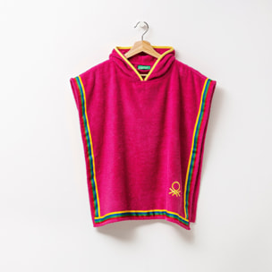 Albornoz poncho de niño 7-14 años 380 gsm 100% algodón rosa Benetton