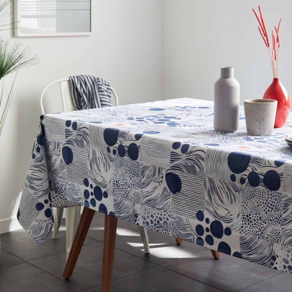 Nappe coton enduit RIVAGE bleu