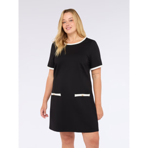 Fiorella Rubino - Vestido con perfiles en contraste y bolsillos - Negro