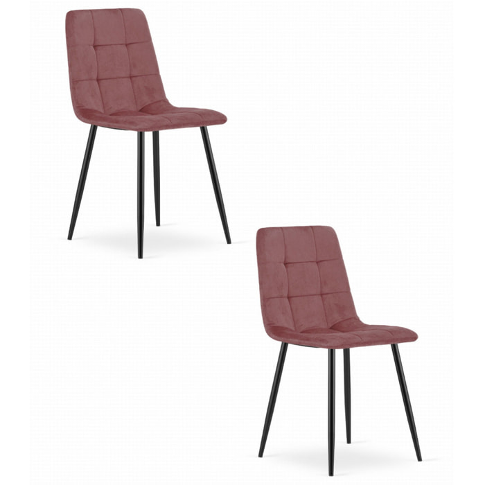 Set di 2 sedie Kara in velluto rosa antico e metallo nero