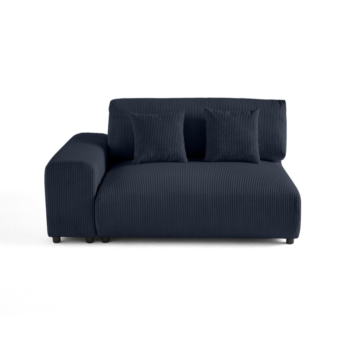 Garance - module d'assise 2 places avec accoudoir gauche - en velours côtelé - Bleu nuit