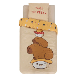 Parure de lit enfant Capy 140x200cm beige
