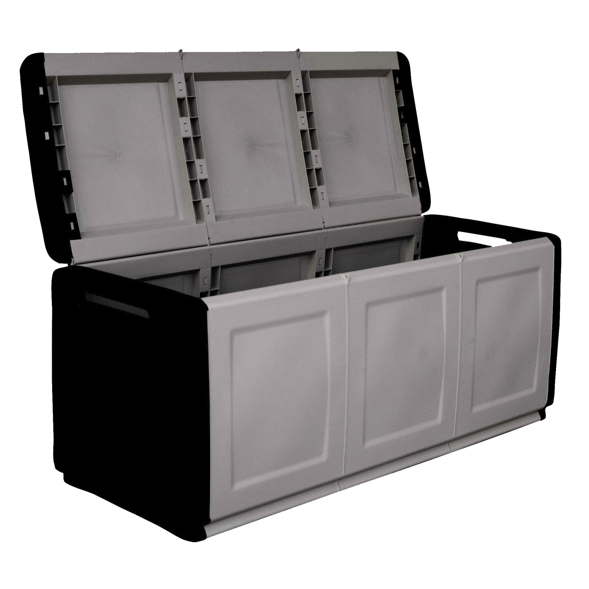 Baúl en polipropileno de 138x57x53cm - 330L color gris oscuro y negro