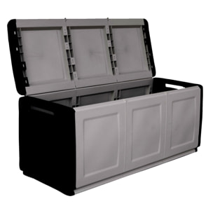 Baúl en polipropileno de 138x57x53cm - 330L color gris oscuro y negro